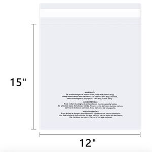 15-12”x15” Clear Plastic Poly Bags (utility use)